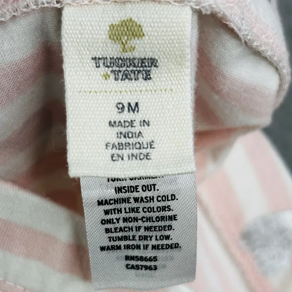 Tucker + Tate Pant Set Baby 9 Month Pink Gray Hearts Sparkle 2 piece